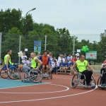 Wheel chair basketball game opened the day