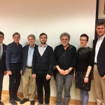 B. Woodworth Coordinator of Baltic Studies at Yale, V. Vaicaitis, JPK Fellow at Yale, R. Shiller, American Nobel Laureate and Sterling Professor of Economics Yale, A. Kurg, Juris Padegs Fellow at Yale, J. Mickute, JPK Fellow at Yale and J. Kazickas