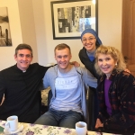 Jurate Kazickas with father Domingo Avellaneda, Arminas Vareika and sister Constancy in Pumpenai